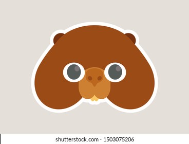 Vector mask of cute beaver. Animal mask. 