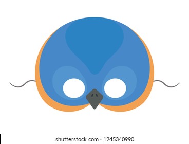 Vector mask of cute bird (eastern bluebird). Animal masks for children.