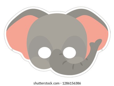 Vector mask of cute elephant. Animal masks for children.