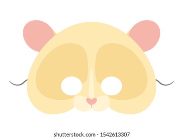 Vector mask of cute hamster. Animal mask for children.