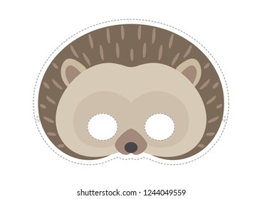Vector mask of cute hedgehog. Animal masks for children.