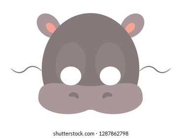 Vector mask of cute hippopotamus. 