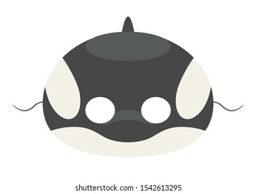 Vector mask of cute killer whale. Animal mask for children.