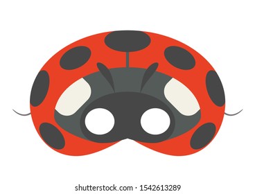 Vector mask of cute ladybug. Animal mask for children.