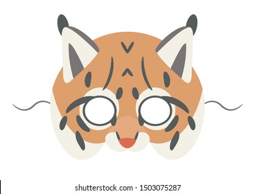 Vector mask of cute lynx. Animal mask. 