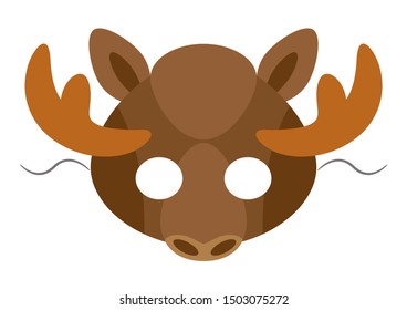 Vector mask of cute moose. Animal mask. 