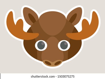 Vector mask of cute moose. Animal mask. 