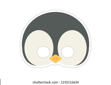 Vector mask of cute penguin. Animal masks for children.