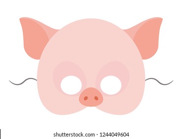 Vector mask of cute pig. Animal masks for children.