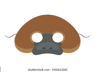 Vector mask of cute platypus. Animal mask for children.