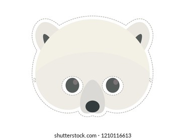 Vector mask of cute polar bear. Animal masks for children. 