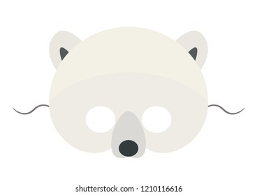 Vector mask of cute polar bear. Animal masks for children. 