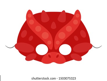 Vector Mask Of Cute Red Dragon. Animal Mask. 