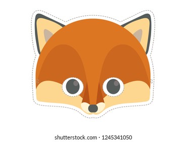 Vector mask of cute red fox. Animal masks for children.