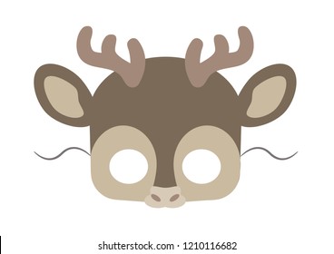 Vector mask of cute reindeer. Animal masks for children. 