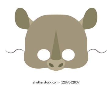 Vector mask of cute rhinoceros.