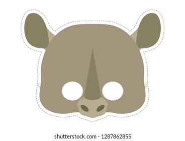 Vector mask of cute rhinoceros.