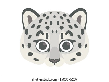 Vector mask of cute snow leopard. Animal mask. 