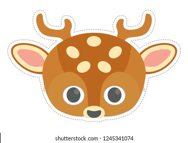 Vector mask of cute spotted deer. Animal masks for children.