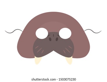 Vector mask of cute walrus. Animal mask. 