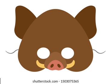 Vector mask of cute wild boar. Animal mask. 
