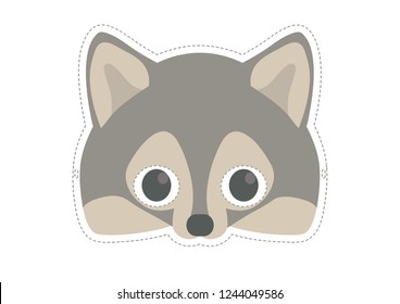 Vector mask of cute wolf. Animal masks for children.