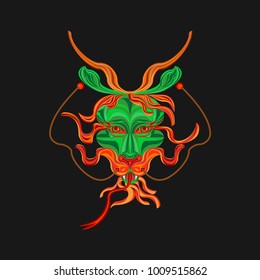 vector mask of the head of the Chinese Dragon