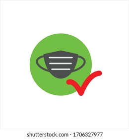 Vector mask icon, prevent corona virus pandemic, with a white background.
