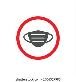 Icono de máscara vectorial, prevenir la pandemia del virus de la corona, con un fondo blanco.