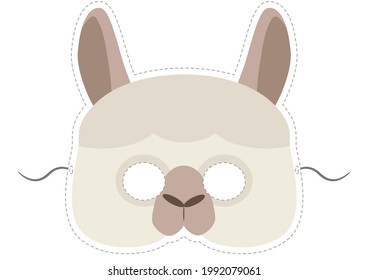 Vector mask of Llama. Animal paper face masks for children.