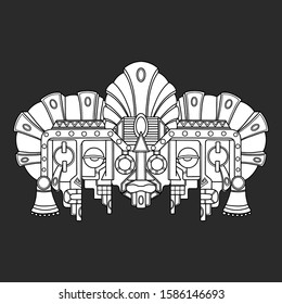 Vector mask, mexican Mayan - aztec motifs - symbol of death and rebirth