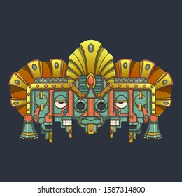 Vector mask, mexican Mayan - aztec motifs - symbol of death and rebirth