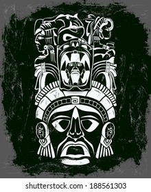 Vector mask, mexican Mayan - aztec motifs - symbol 