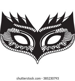 Vector Masquerade animal Mask. Isolated hand drawn illustration. Black and white mask for coloring. Bear.