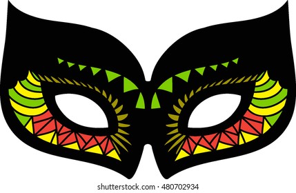 Vector Masquerade  bird Mask. Isolated hand drawn illustration. Animal face. Mask for coloring.