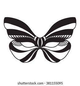 Vector Masquerade Mask. Isolated hand drawn illustration. Butterfly form.