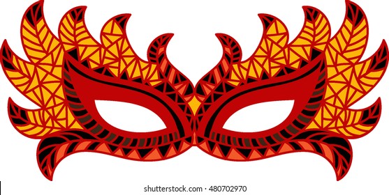 Vector Masquerade Mask. Isolated hand drawn illustration. Animal face. Mask for coloring.