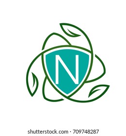 Vector Massage Aqua Shield Letter N Logo