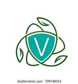 Vector Massage Aqua Shield Letter V Logo