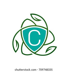 Vector Massage Aqua Shield Letter C Logo