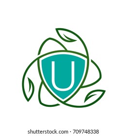 Vector Massage Aqua Shield Letter U Logo