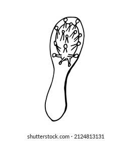 Vector massage comb in doodle style on a white background isolated