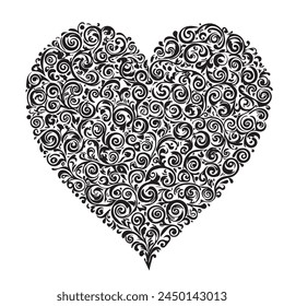 A vector masterpiece featuring a love heart intricately woven with Adobe Illustrator swirls, perfect for digital or print graphics. Elevate your designs with timeless romance and elegance