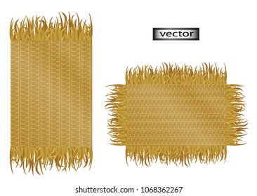 Vector. Mat, grass woven Mat, straw, bamboo, handmade weaving, eco-friendly design. Natural needlework. Isolated on white background.