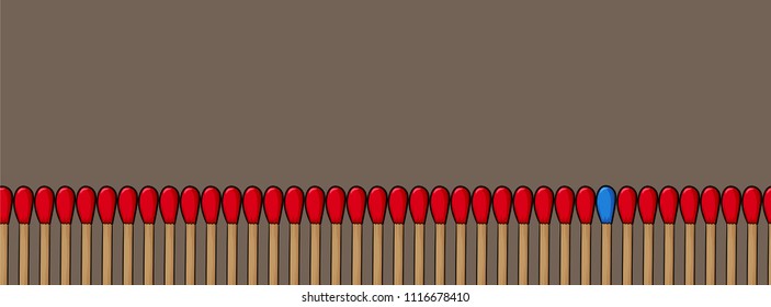 vector match on brown background  unique concept for timeline cover and website, independent matchstick design for business and article with copy space for text.