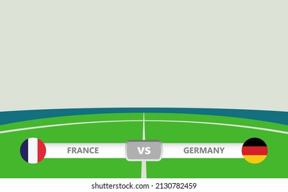 Vector match preview with lower third label within football stadium background. France vs Germany.