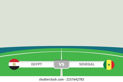 Vector match preview with a lower third label within football stadium background. Egypt vs Senegal.