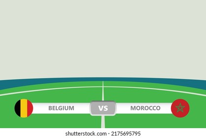 Vector match preview with lower third label within football stadium background. Belgium vs Canada.