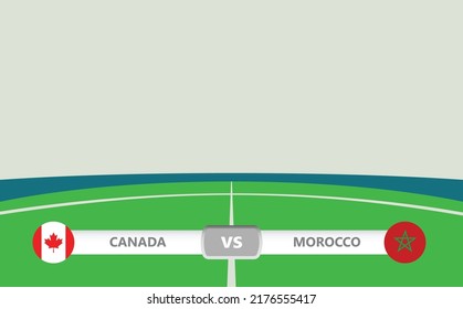 Vector match preview with the lower third label within football stadium background. Canada vs Morocco.