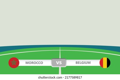 Vector match preview with the lower third label within football stadium background. Morocco vs Belgium.